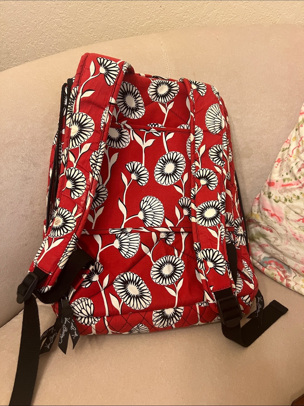 Vera Bradley Red Quilted Floral Backpack - Picture 12 of 12